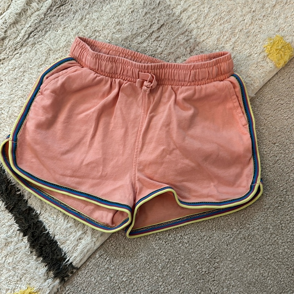 Tea Collection Rainbow Stripe Track Shorts - Size 3T - Peach
